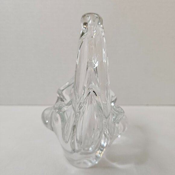 Clear Crystal Basket Split Handled Glass Vase Candy Holder - Picture 2 of 10